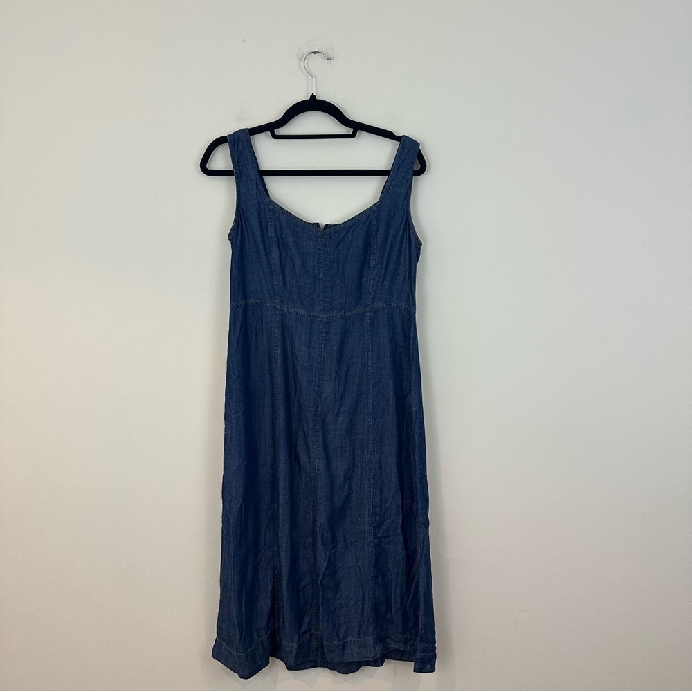 Curations x Debbie Denmom Blue Denim Chambray Sleeveless Midi Dress Medium